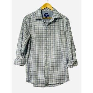 Egara Men’s Multicolor Plaid Long Sleeve Button Front Non Iron Shirt Large